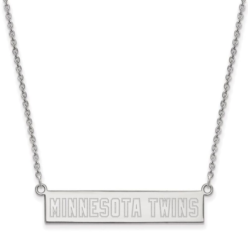 Sterling Silver MLB Minnesota Twins Small Bar Necklace, 18 Inch